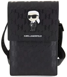 کیف کراس بادی موبایل کارل لاگرفلدمونوگرام سافیانو karl lagerfeld saffiano monogram ikonik universal phone pouch