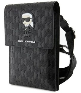 کیف کراس بادی موبایل کارل لاگرفلدمونوگرام سافیانو karl lagerfeld saffiano monogram ikonik universal phone pouch