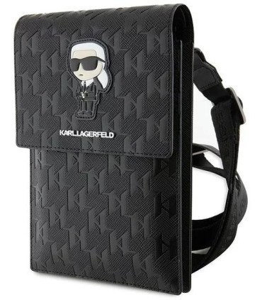 کیف کراس بادی موبایل کارل لاگرفلدمونوگرام سافیانو karl lagerfeld saffiano monogram ikonik universal phone pouch