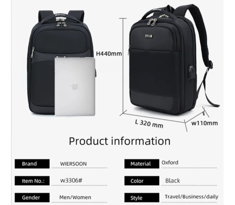 کوله پشتی ویرسام 15.6اینچ Wiersaan w3306
