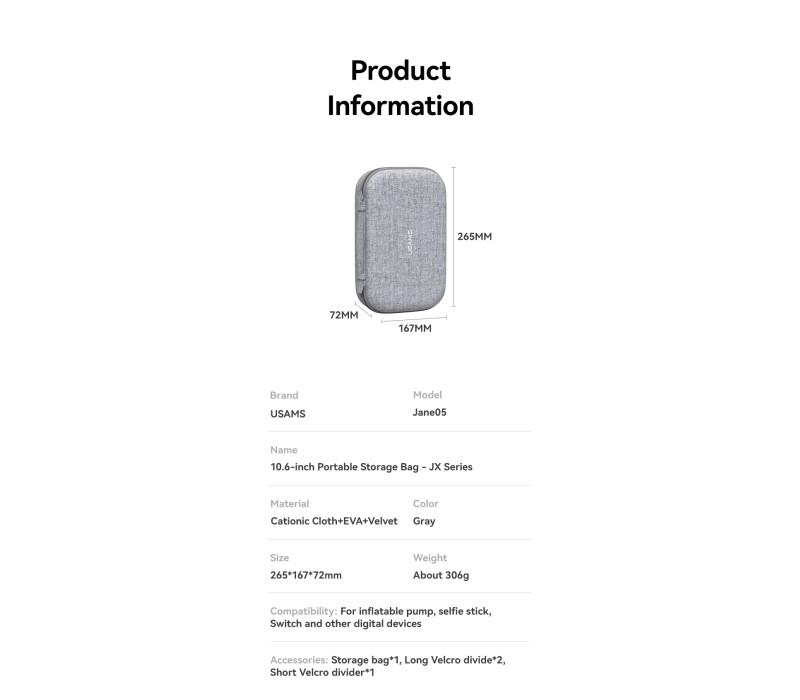 کیف اکسسوری یوسامز 10.6 اینچ Usams portable storage jane05