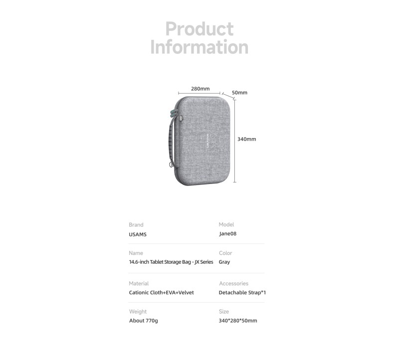 کیف هارد کیس یوسامز 14.6 اینچ Usams tablet storage Jane08