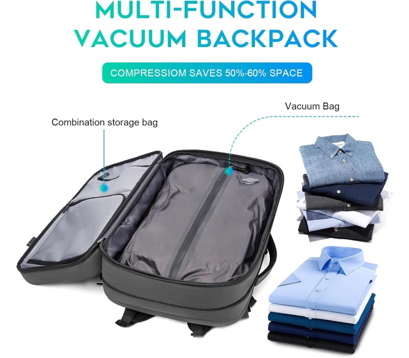 کوله پشتی مسافرتی و وکیوم پمپ بنج 15.6اینچ Bange BG-3028 vacuum compression